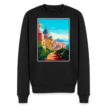 Cagliari Italie Méditerranée lever de soleil Affiche de voyage - Pull Premium bio Homme - noir - Devant - Nico (187cm)