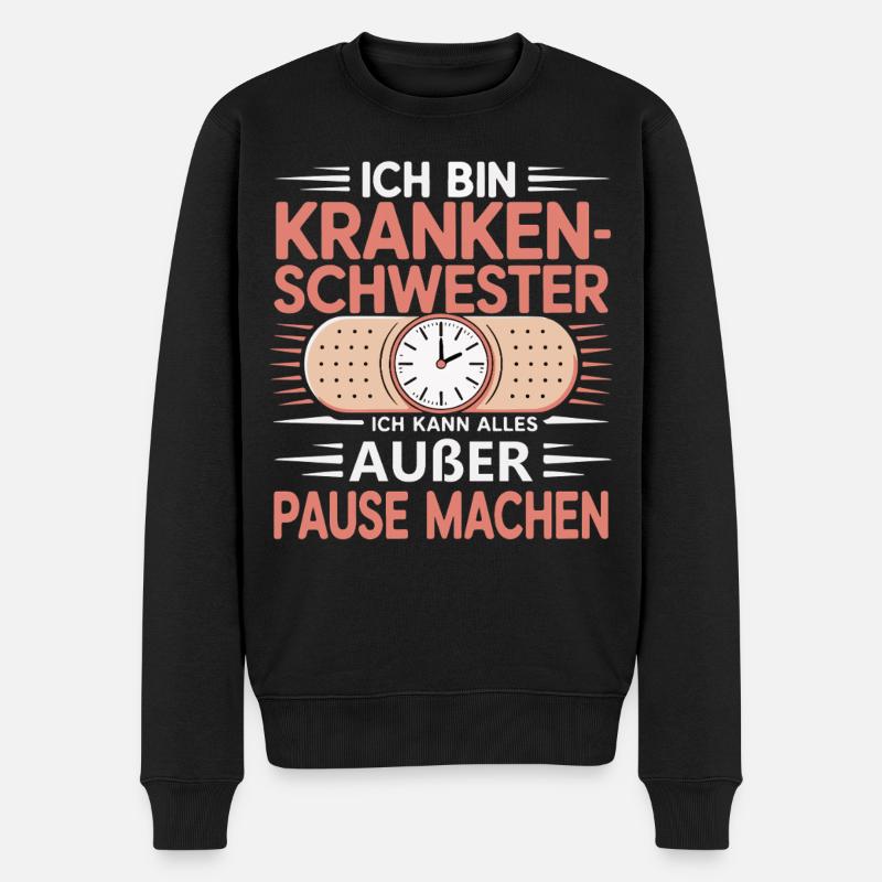 Krankenschwester Humor Design - Männer Premium Bio Pullover - Schwarz