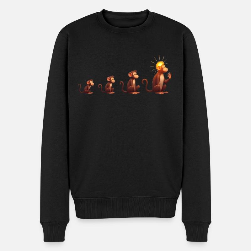 Evolution der Affen mit Sonnenkopf - Männer Premium Bio Pullover - Schwarz