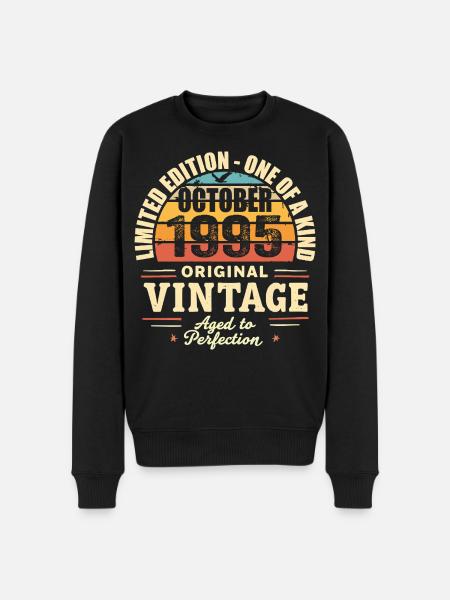 Retro October 1995 - birthday october 1995 - Men's Premium Organic Jumper - black