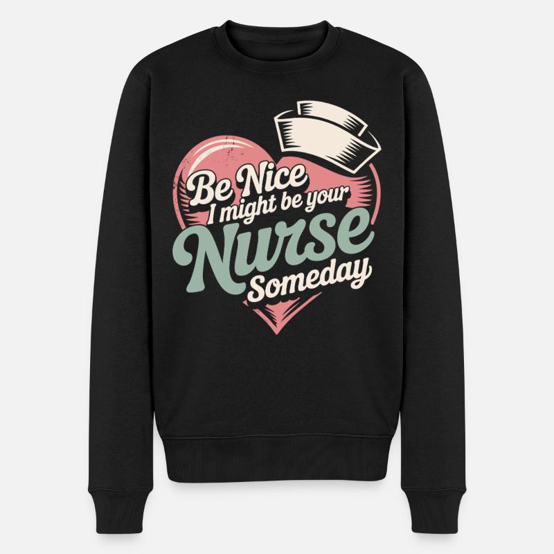 Krankenschwester Herz Pflegekraft Krankenpfleger - Männer Premium Bio Pullover - Schwarz