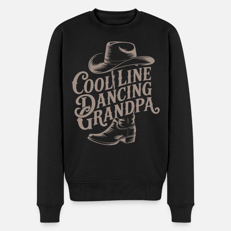 Cooler Cowboy Line Dance Opa Spruch - Männer Premium Bio Pullover - Schwarz