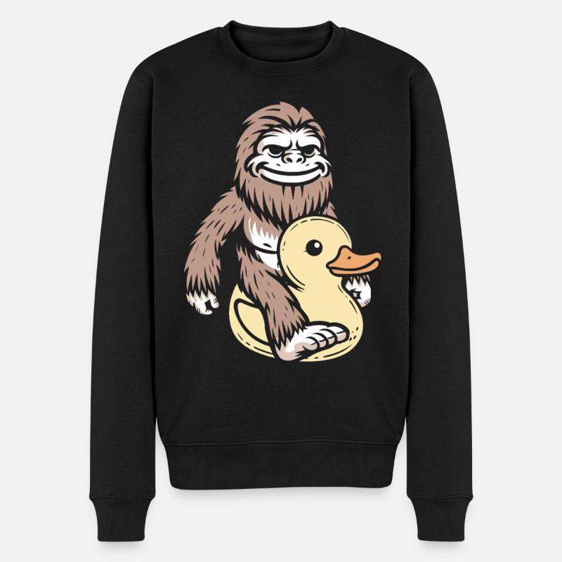 Bigfoot Quietscheente Gummiente Ente - Männer Premium Bio Pullover - Schwarz