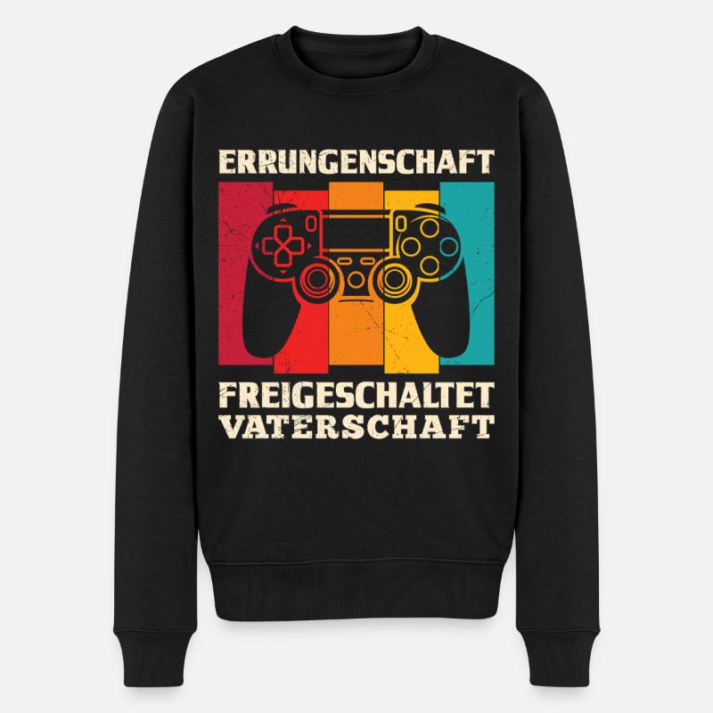 Werdender Vater ERRUNGENSCHAFT FREIGESCHALTET - Männer Premium Bio Pullover - Schwarz