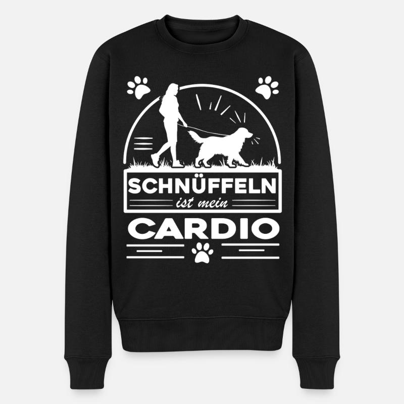 Mantrailing - Schnüffeln ist mein Cardio - Männer Premium Bio Pullover - Schwarz