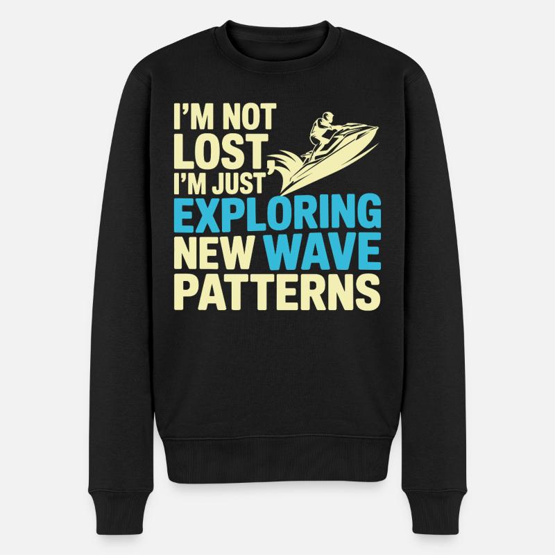 Jetski-Fahrer-Abenteuer-Ozean-Humor - Männer Premium Bio Pullover - Schwarz