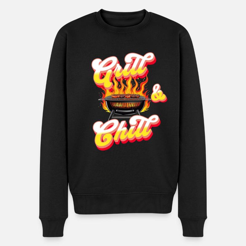 Grillen BBQ Grill - Männer Premium Bio Pullover - Schwarz