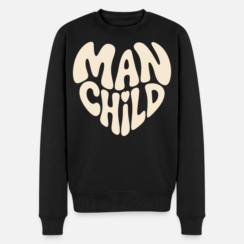 Herzförmiger Mann und Kind - Männer Premium Bio Pullover - Schwarz