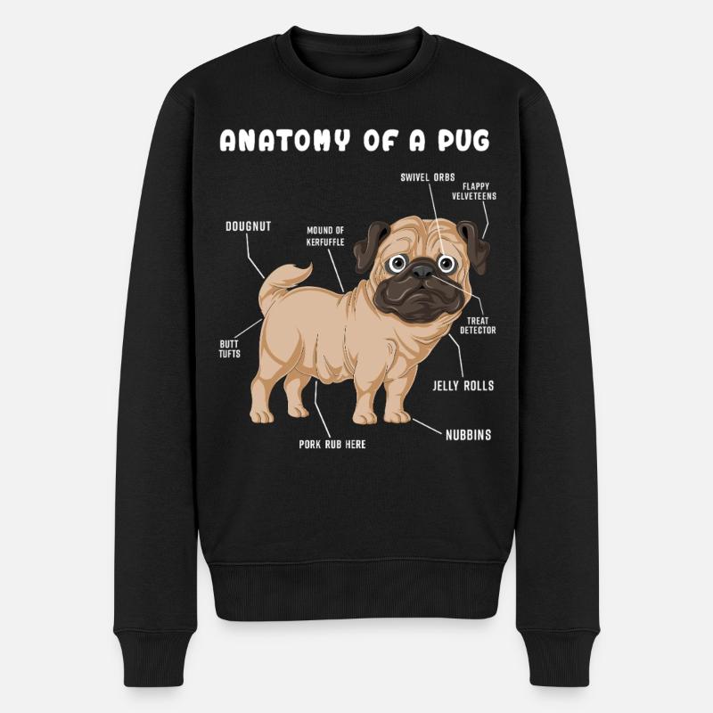 Mops-Anatomie - Männer Premium Bio Pullover - Schwarz