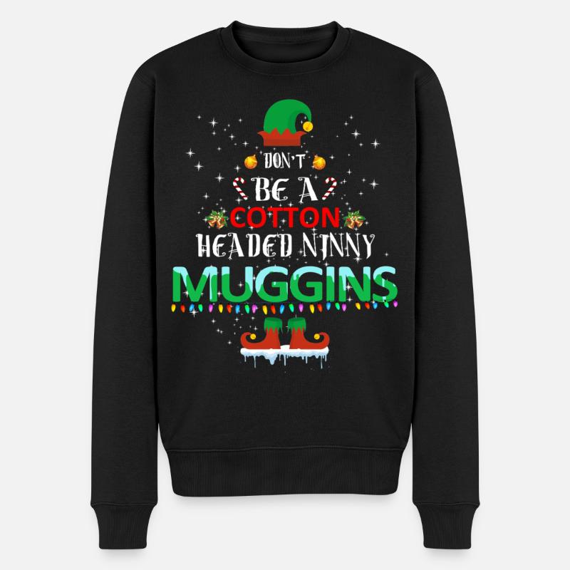 Baumwollkopf Muggins Weihnachten - Männer Premium Bio Pullover - Schwarz