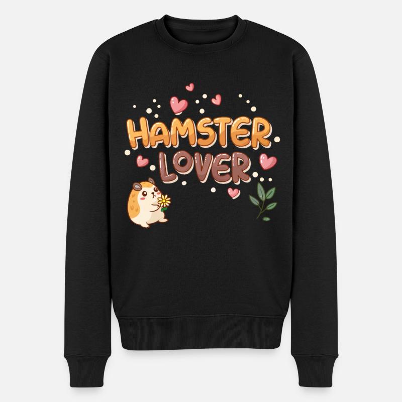Hamster in Liebe Design mit Herzen - Männer Premium Bio Pullover - Schwarz