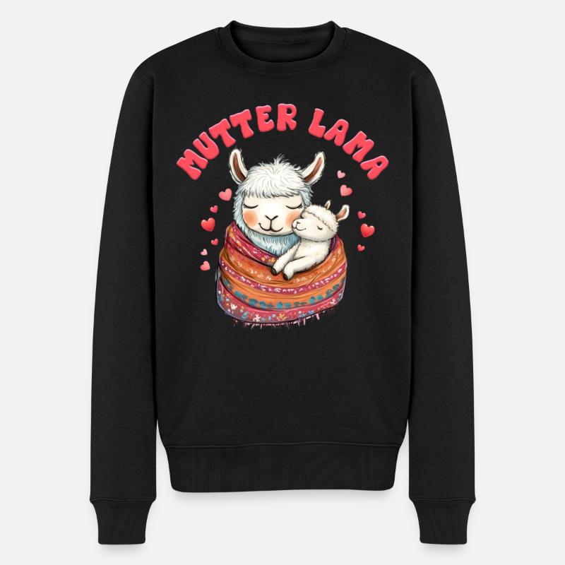 Bald Mama MAMA LLAMA MUTTER Lustiges - Männer Premium Bio Pullover - Schwarz
