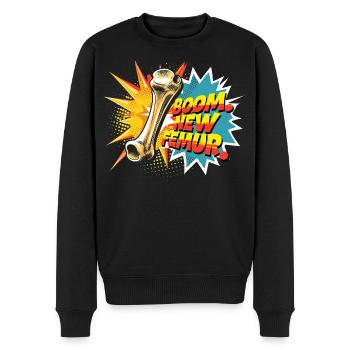 Beinbruch Gebrochener Oberschenkel - Männer Premium Bio Pullover - Schwarz - Vorne - Nico (187cm)