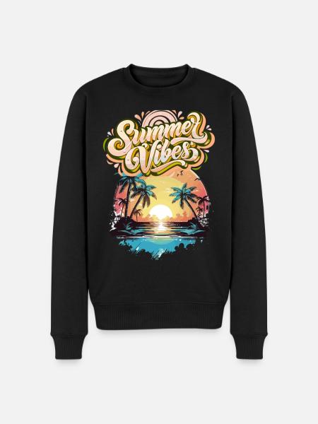 Summer Mood Palm Trees Sunset - Men's Premium Organic Jumper - black