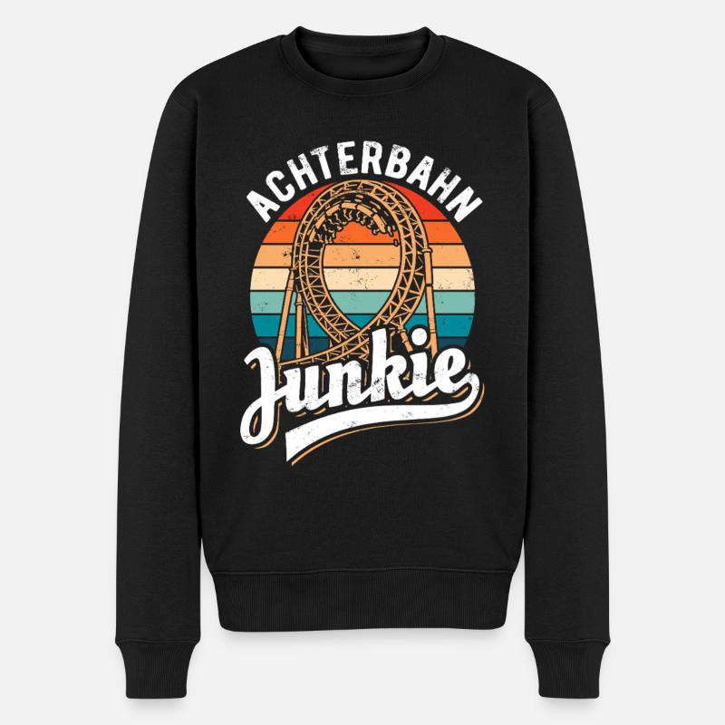 Achterbahn Junkie - Looping - Männer Premium Bio Pullover - Schwarz