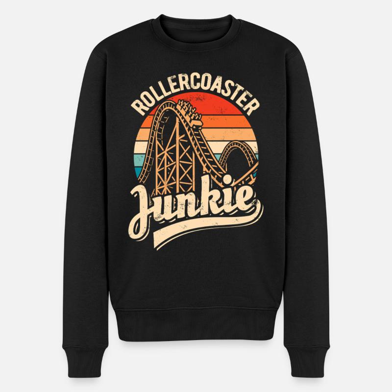 Rollercoaster Junkie - Achterbahn - Looping - Männer Premium Bio Pullover - Schwarz