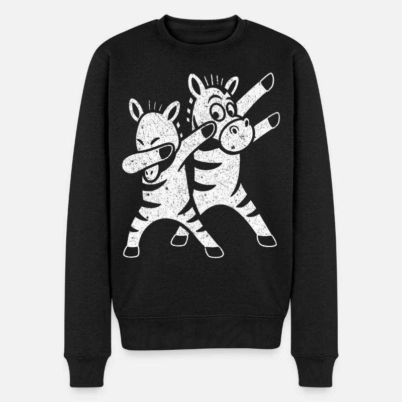 Drôle Dansant Zèbres Dabbing - Pull Premium bio Homme - noir