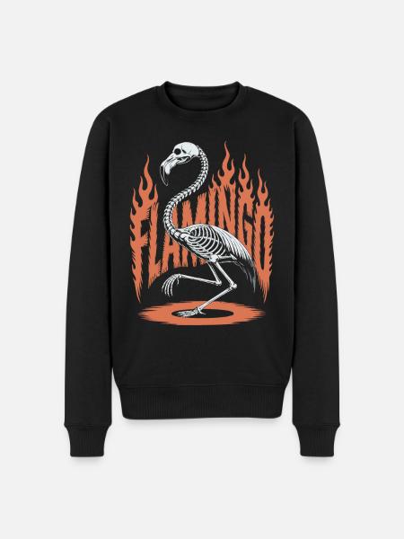 Flamingo Flames Skeleton Halloween - Men's Premium Organic Jumper - black