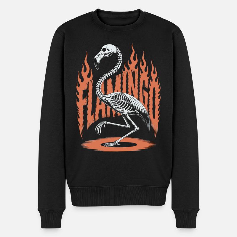 Flamingo Flammen Skelett Halloween - Männer Premium Bio Pullover - Schwarz