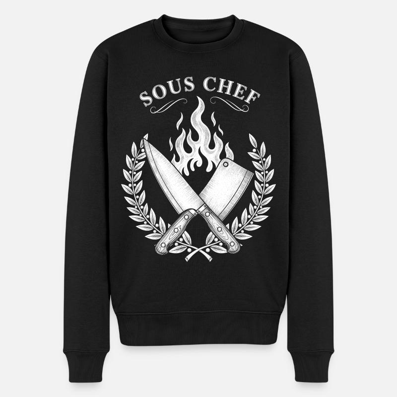 Sous-chef Flammes Conception de cuisson - Pull Premium bio Homme - noir