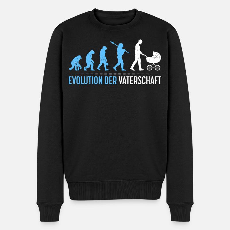 Werdender Vater EVOLUTION DER VATERSCHAFT Lustig - Männer Premium Bio Pullover - Schwarz