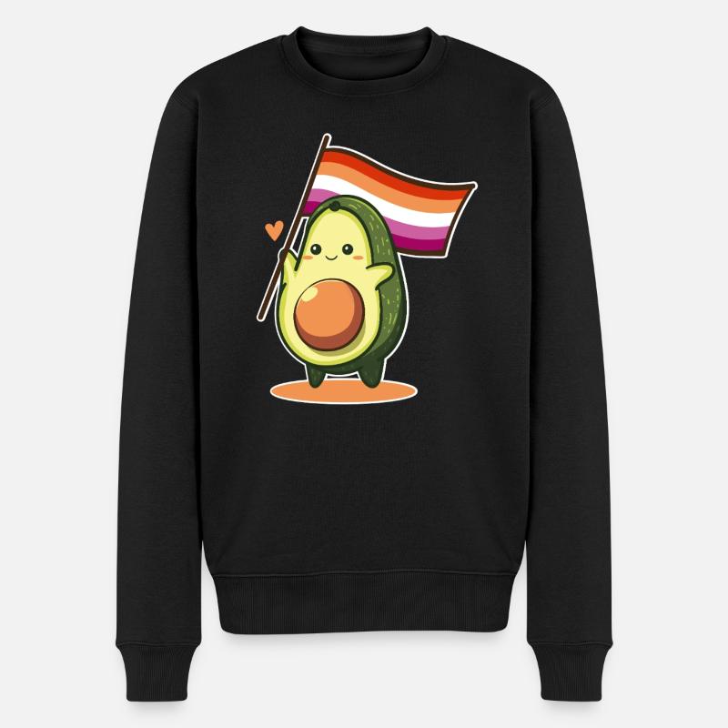 Avocado Lesbisch Flagge Pride LGBT Queer Sapphic - Männer Premium Bio Pullover - Schwarz