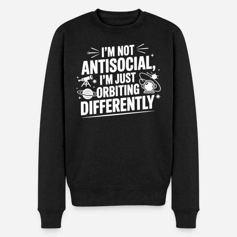 Nicht asozial, nur anders umkreisend - Männer Premium Bio Pullover - Schwarz