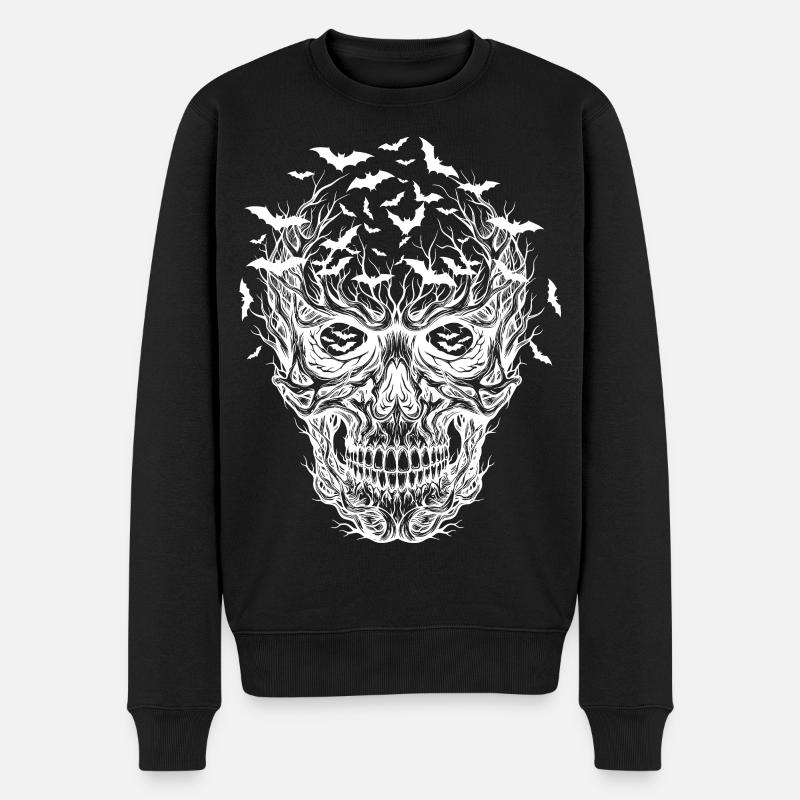 Fledermaus-Schädel-Grafik Halloween - Männer Premium Bio Pullover - Schwarz