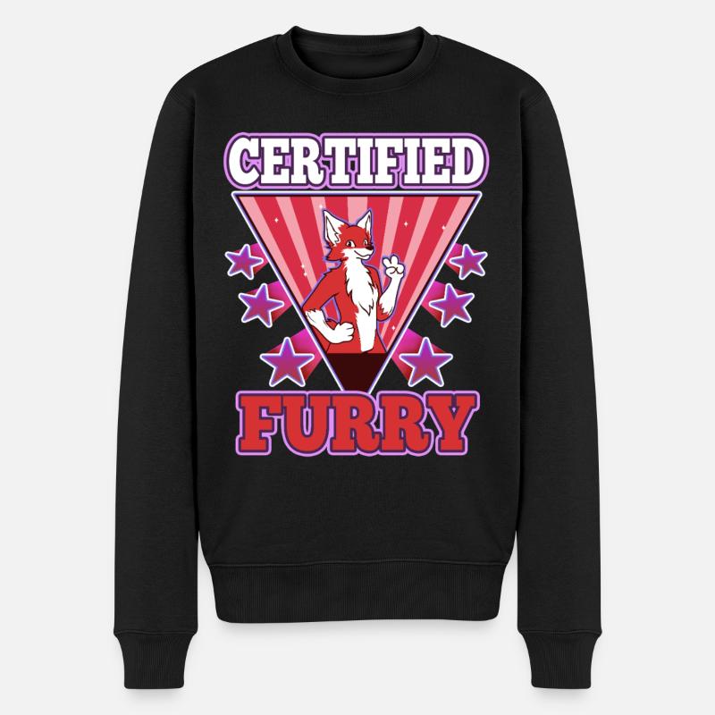 Certified furry - Männer Premium Bio Pullover - Schwarz
