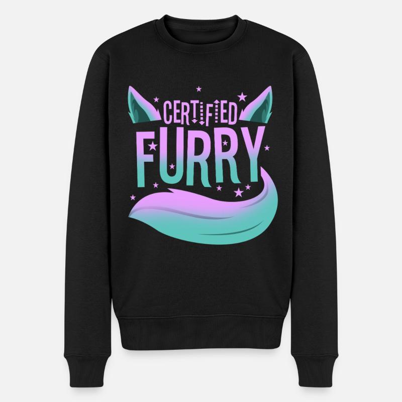 Certified furry - Männer Premium Bio Pullover - Schwarz