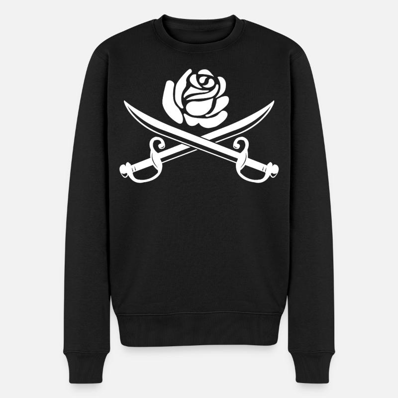 Fleur blanche et épées croisées - Pull Premium bio Homme - noir