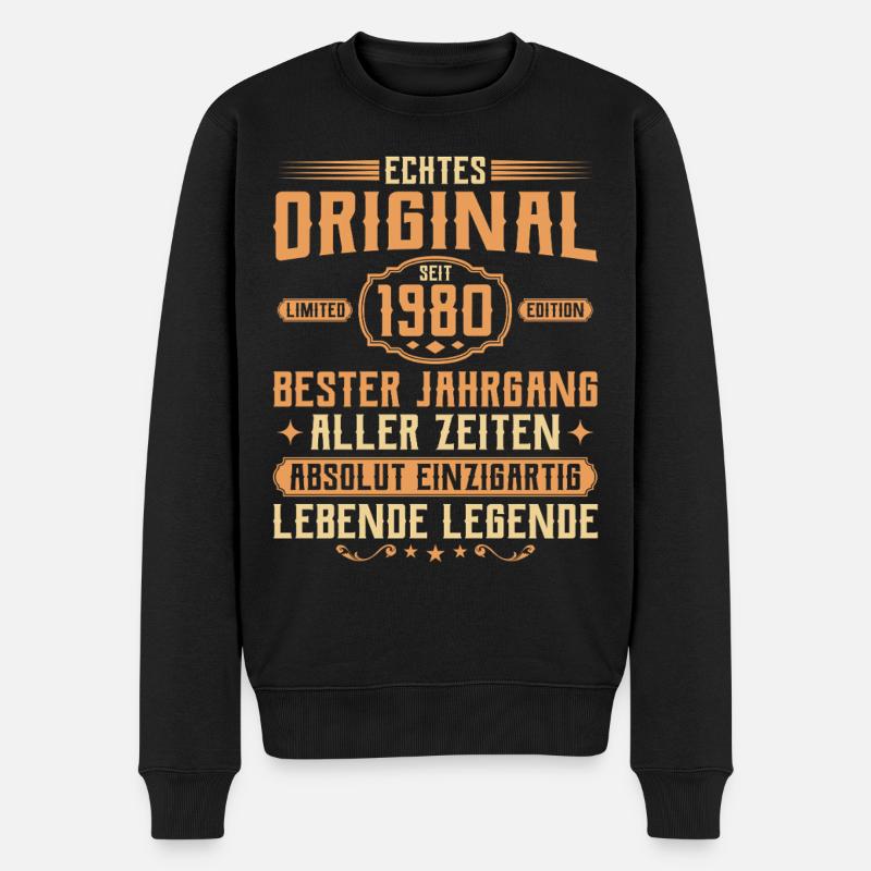 Echtes Original seit 1980 - 45. Geburtstag - Männer Premium Bio Pullover - Schwarz
