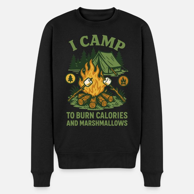 I Camp To Burn Calories And Marshmallows - Männer Premium Bio Pullover - Schwarz