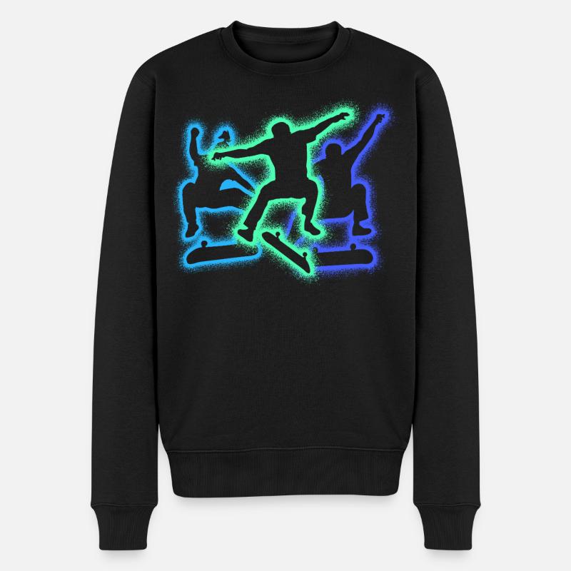 Skating, Skateboarder, Skateurs, Silhouettes, Skateboard - Pull Premium bio Homme - noir