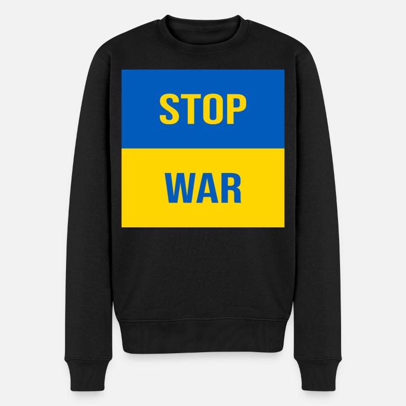 STOP WAR - Männer Premium Bio Pullover - Schwarz