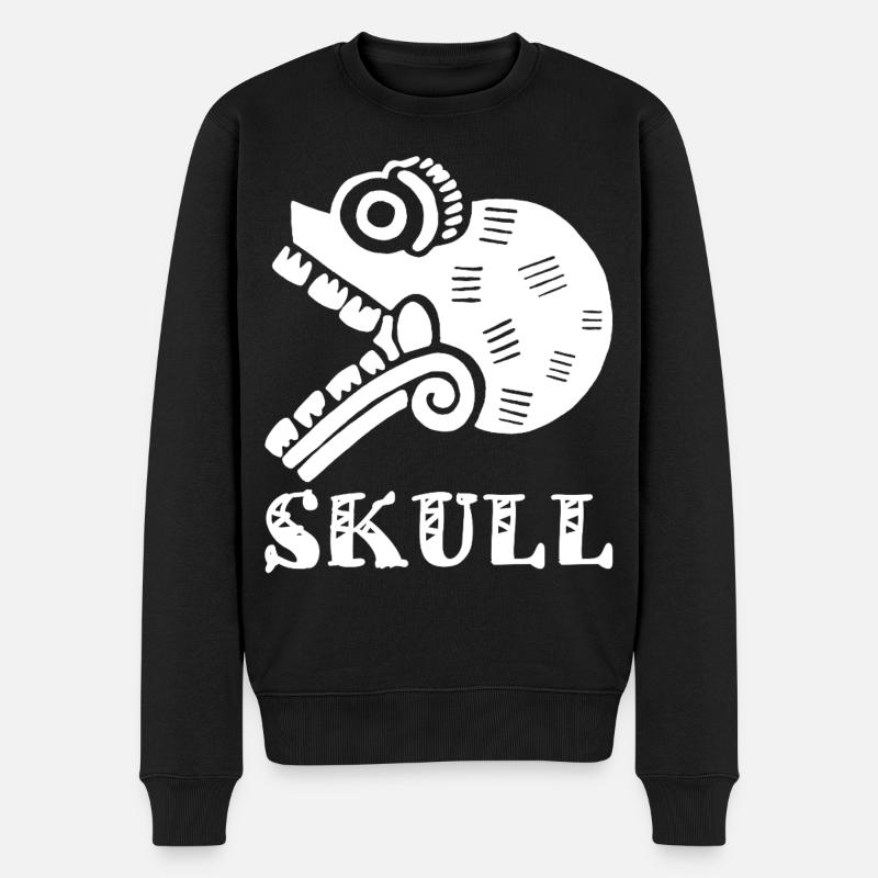 Crâne tribal blanc - Pull Premium bio Homme - noir
