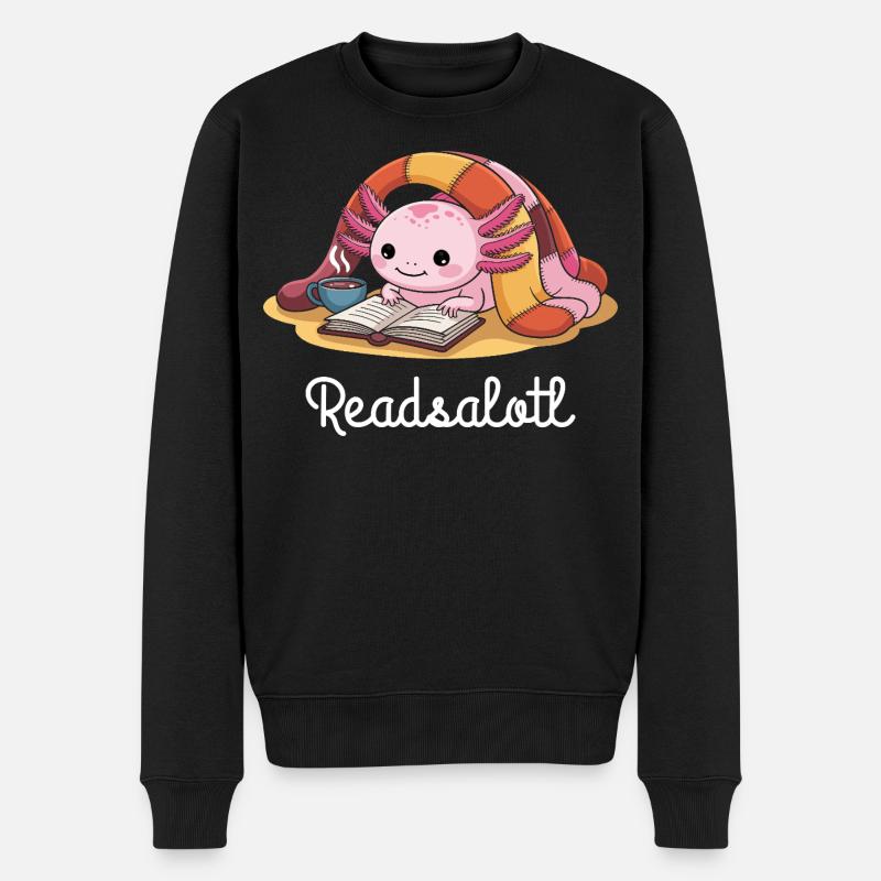 Readsalotl Axolotl Lecture Livres - Pull Premium bio Homme - noir