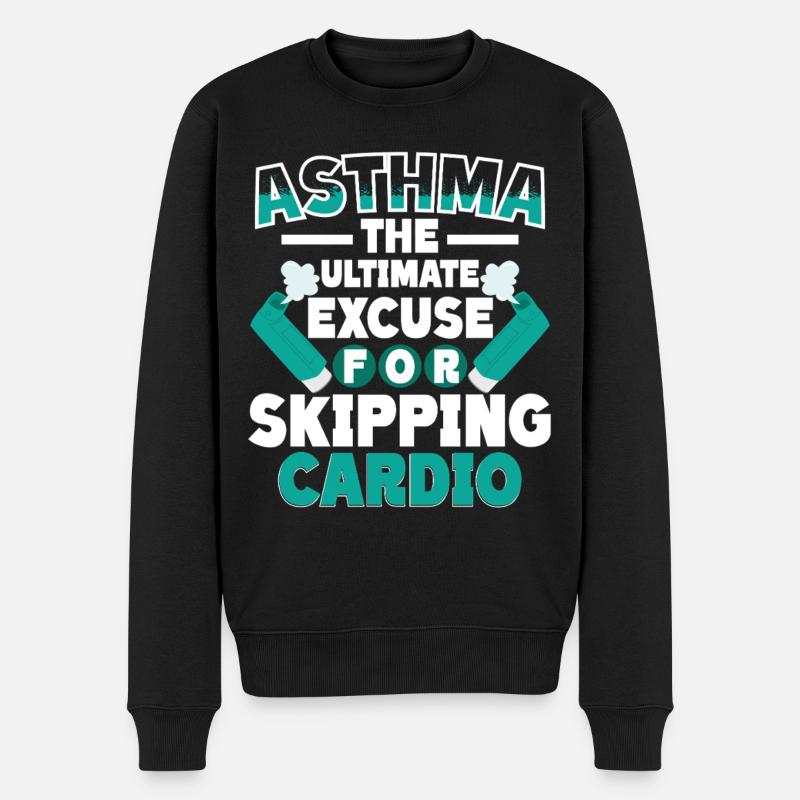 Asthma Asthmatiker Skipping Cardio - Männer Premium Bio Pullover - Schwarz