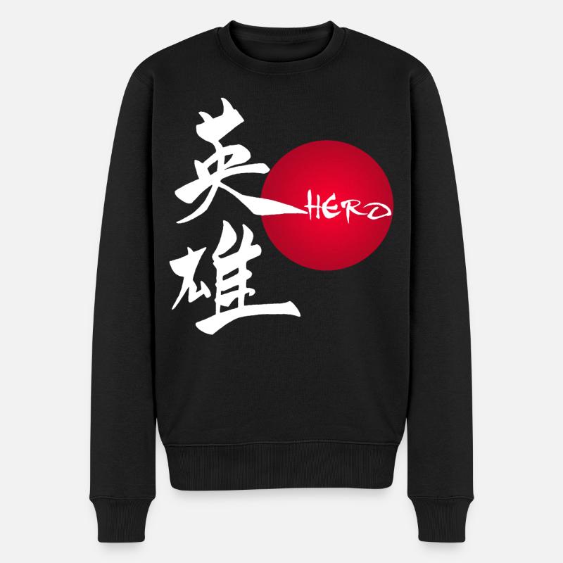 Le mot héros en japonais (blanc) - Pull Premium bio Homme - noir