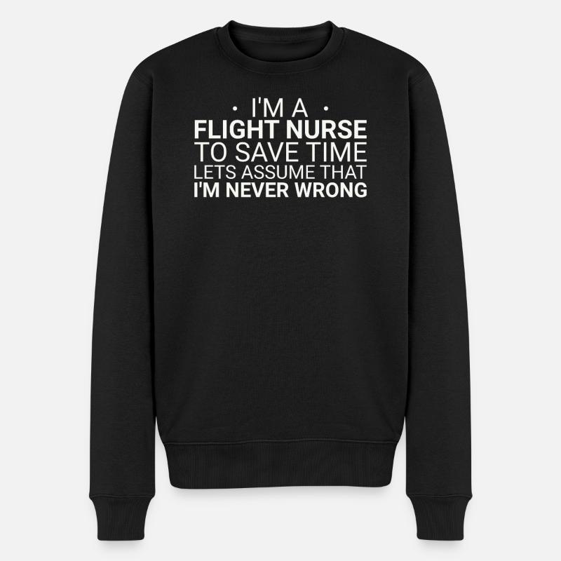 Flight Nurse Never Wrong Luftrettung - Männer Premium Bio Pullover - Schwarz