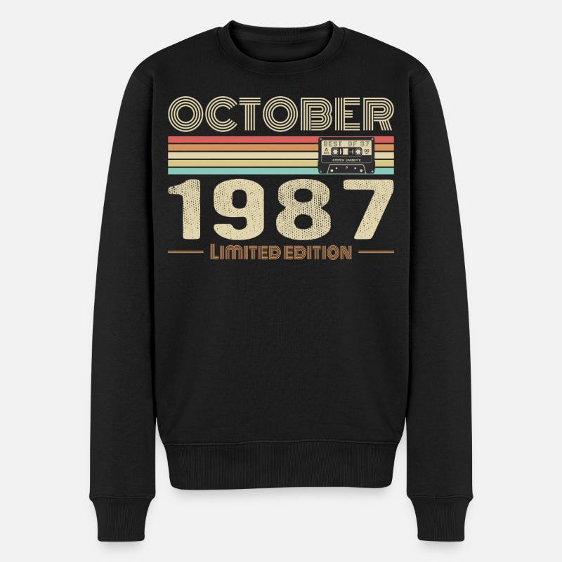 Anniversaire octobre 1987 - Birthday october 1987 - Pull Premium bio Homme - noir