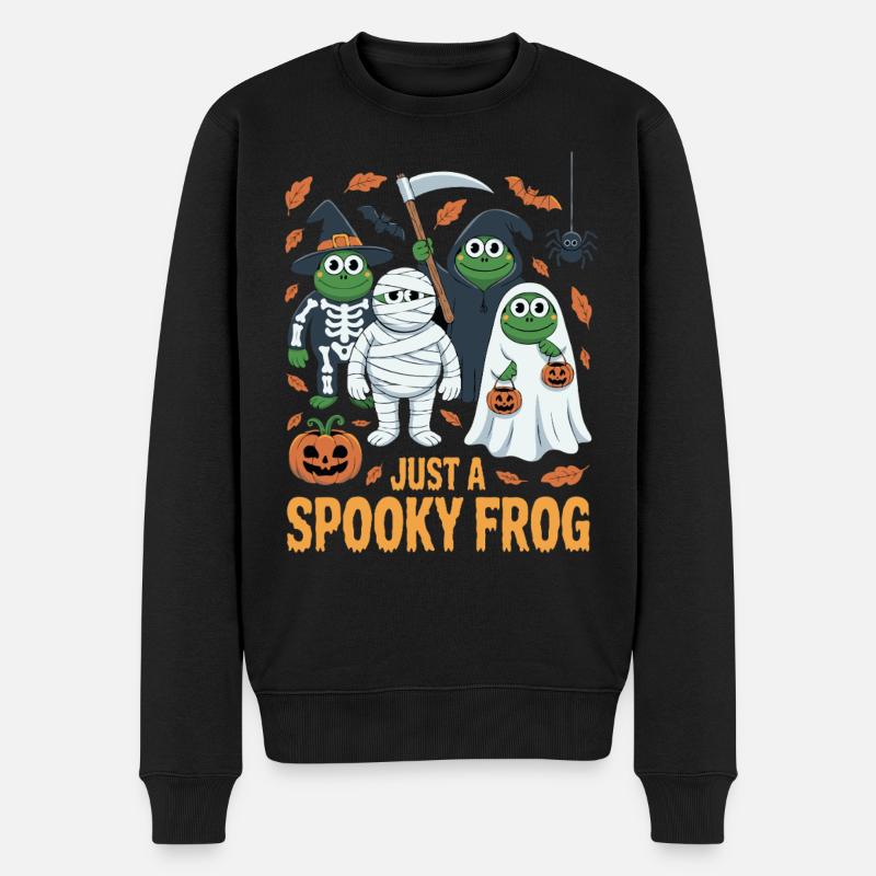 Gruselige Frösche Halloween Kostüm - Männer Premium Bio Pullover - Schwarz