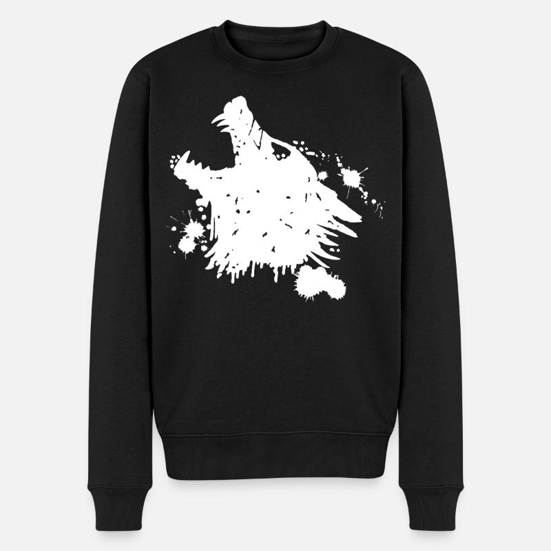 Loup blanc qui hurle - Pull Premium bio Homme - noir
