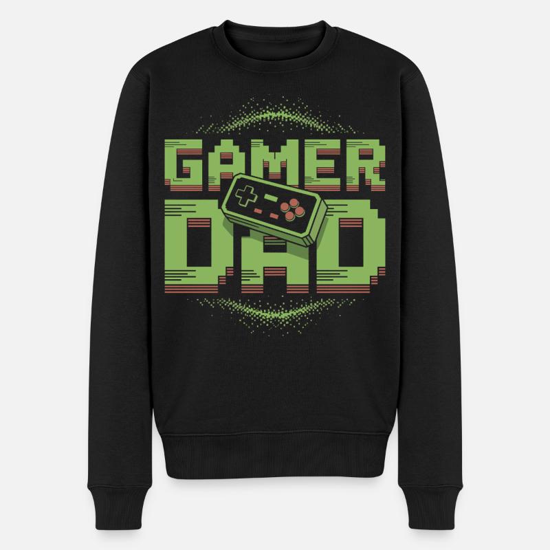 Conception Pixel Art pour Papa Joueur - Pull Premium bio Homme - noir