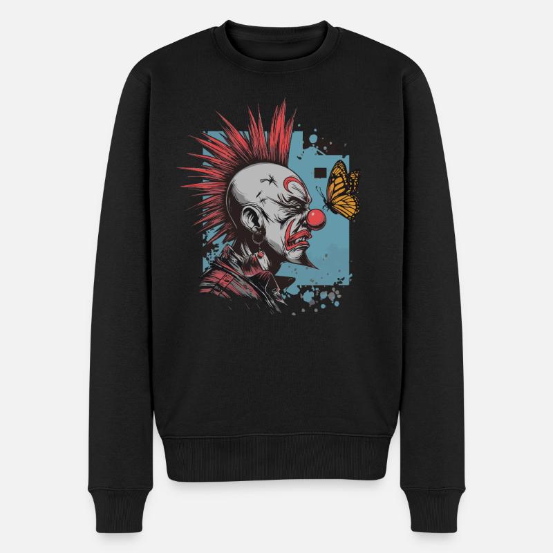 clownPunk und Schmetterling - Männer Premium Bio Pullover - Schwarz