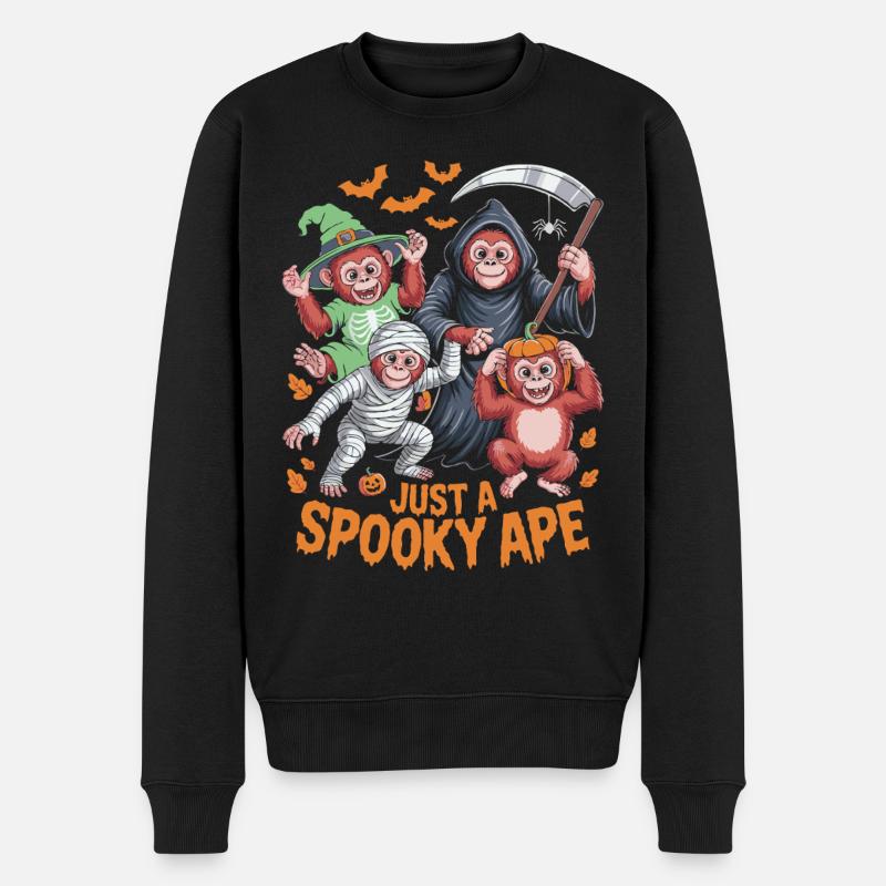 Spectacle de singes hantés pour Halloween - Pull Premium bio Homme - noir