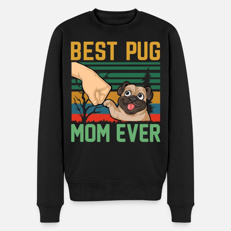 Beste Mopsmutter aller Zeiten Retro - Männer Premium Bio Pullover - Schwarz
