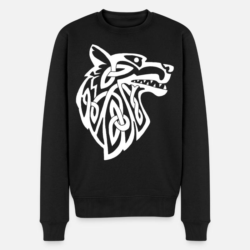 Loup blanc viking - Pull Premium bio Homme - noir