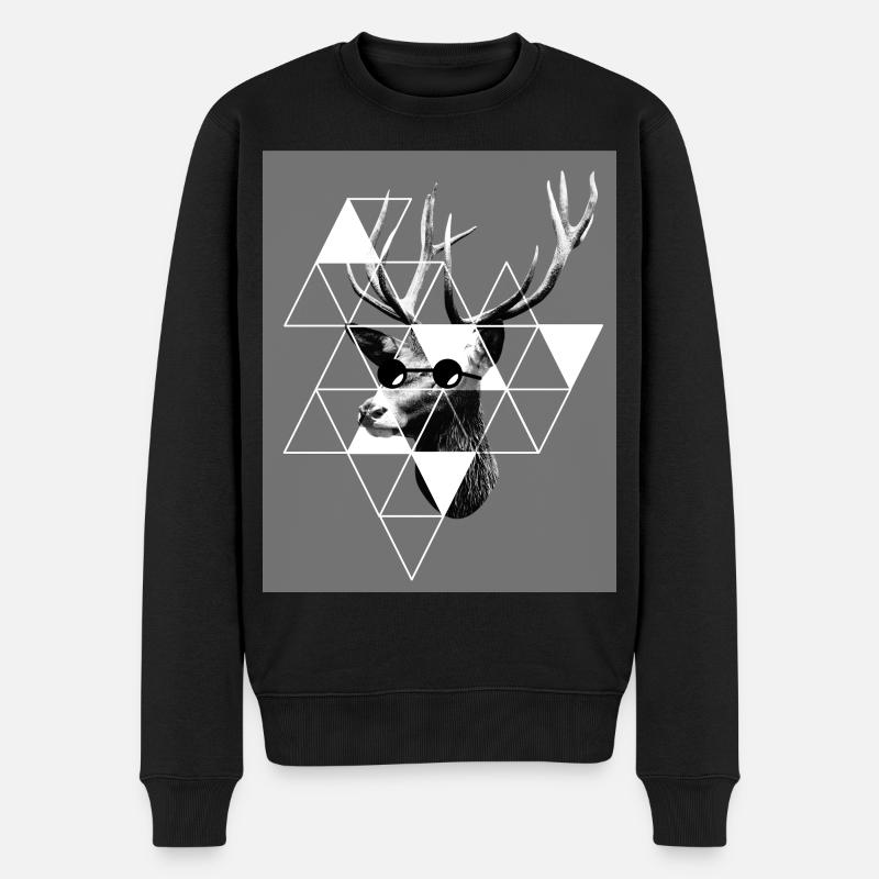 Hirschkopf - Hirsch - Hipster - Männer Premium Bio Pullover - Schwarz