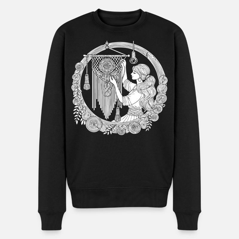 Makramee Design – Kreativität & Boho Style - Männer Premium Bio Pullover - Schwarz
